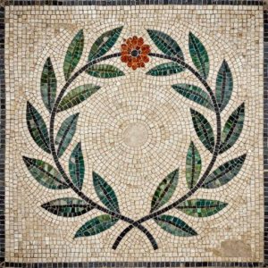 Classical Green Leaf Wreath Mosaic Art