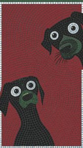 Quirky Black Dogs Mosaic Art – Red Background