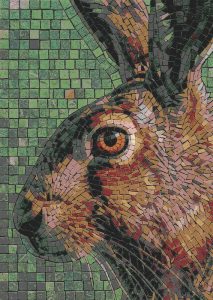 Mosaic Hare Portrait – Earthy Nature Art
