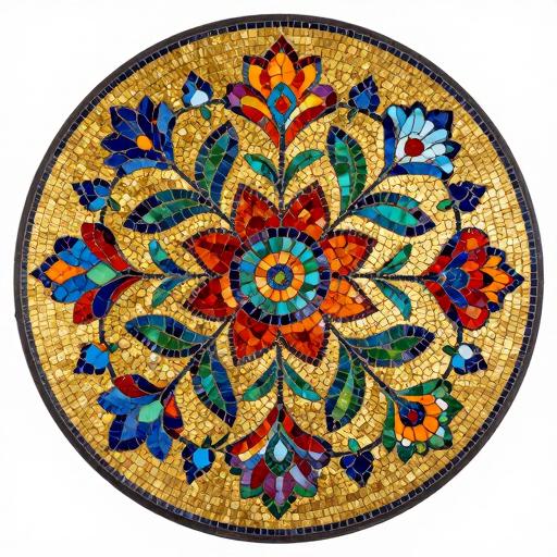 Byzantine Floral Mosaic Tray - Custom Gold Art