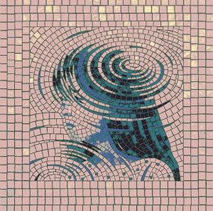Abstract Blue Ripples Mosaic Art – 30×30 cm