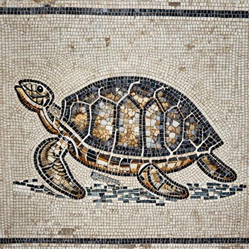 Swimming Sea Turtle Mosaic Art - Opus Tessellatum