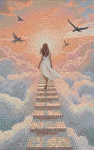 Ascent to Light – Ethereal Mosaic Art