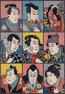 Kabuki Theater Mosaic Art – Traditional Japanese Portraits