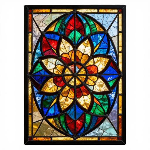 Floral Ornament Stained Glass Mosaic
