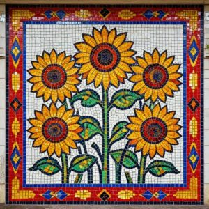 Soviet Style Sunflower Mosaic Art