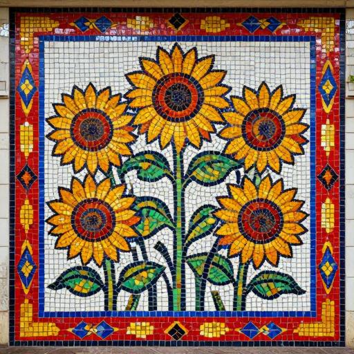 Soviet Style Sunflower Mosaic Art