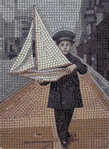 Boy with Model Sailboat Mosaic Art