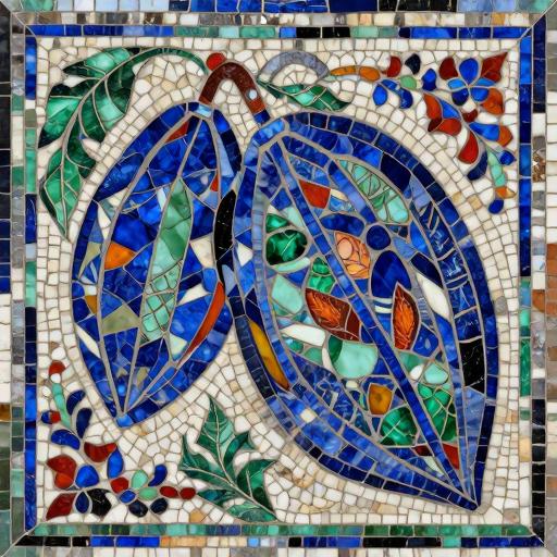 Florentine Mosaic Art - Cocoa Pods and Leaves