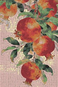 Pomegranate Branch Mosaic Art – 60×90 cm