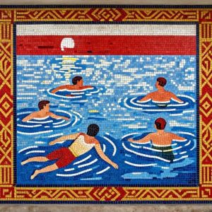 Soviet Mosaic Art ‘Swimmers’ – Custom Size Wall Decor