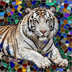 White Tiger Mosaic Art – Opus Incertum Style