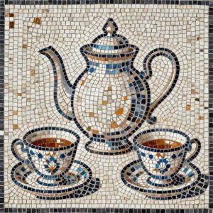 Elegant Tea Set Mosaic Art – Opus Tessellatum