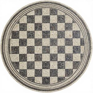 Custom Circular Chessboard Mosaic Tabletop
