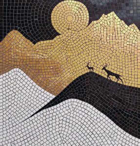 Golden Mountain Deer Mosaic Art