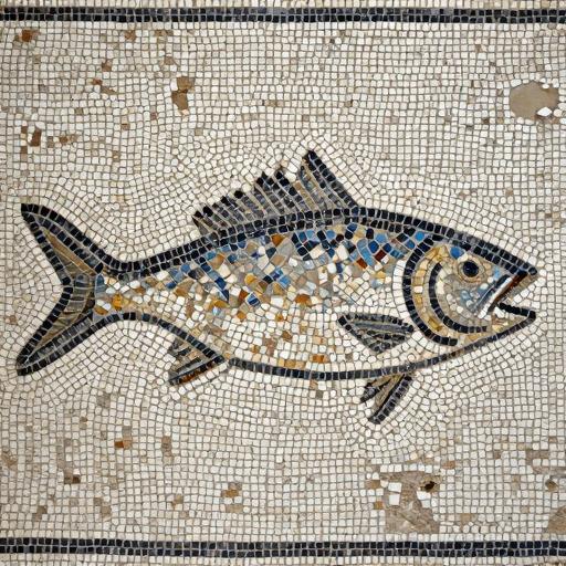 Ancient Style Fish Mosaic - Opus Tessellatum Art