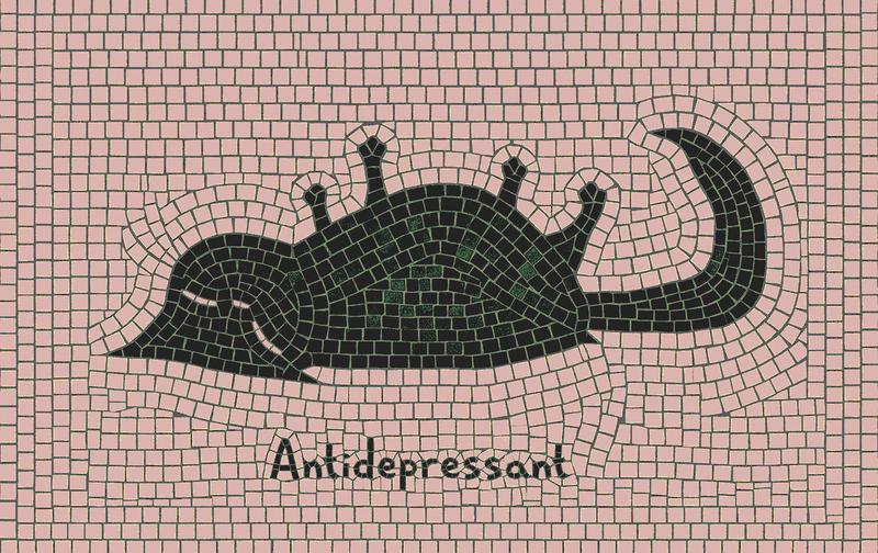 Antidepressant - Sleeping Black Cat Mosaic Art