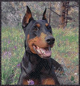 Doberman Pinscher Mosaic Art Portrait