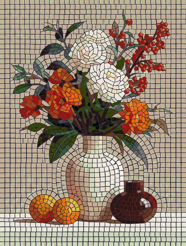 Classic Floral Still Life Mosaic Art