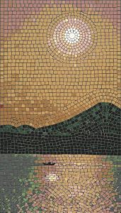 Golden Sunset Mosaic Art – Nature Landscape
