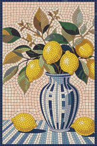 Mediterranean Lemons Mosaic Art – 30×45 cm