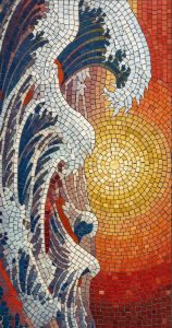 Solar Wave Mosaic Art – Dynamic Nature Wall Decor