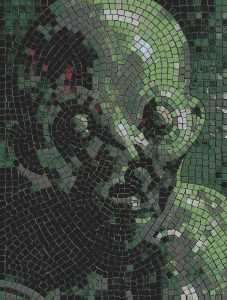 Surreal Green Mosaic Face Portrait