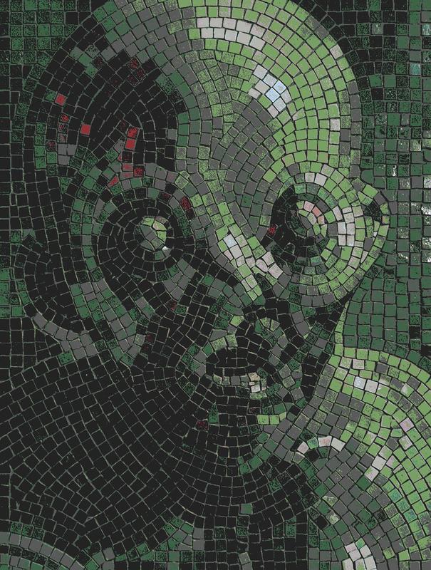 Surreal Green Mosaic Face Portrait