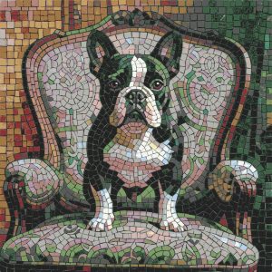 Regal French Bulldog Mosaic Art – 60×60 cm