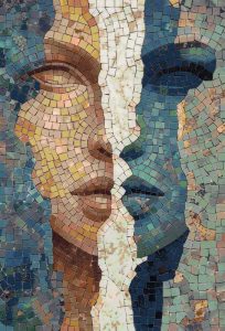 Duality of Souls Mosaic Art – Warm and Cool Tones