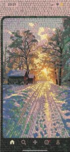 Golden Sunrise Mosaic Art – Peaceful Rural Landscape