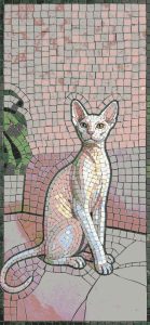 Elegant Mosaic Cat Wall Art – 60×130 cm