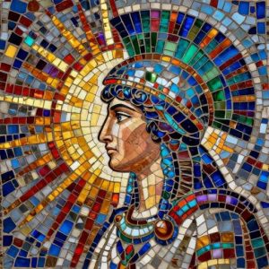 Athena Goddess Roman Style Mosaic Art