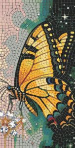 Vibrant Yellow Butterfly Mosaic Art