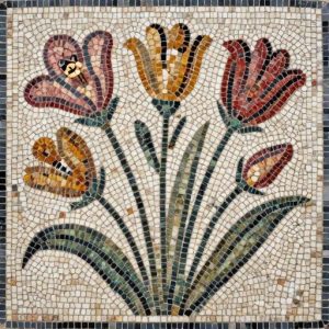 Poppy and Pansy Mosaic Art – Opus Tessellatum Style