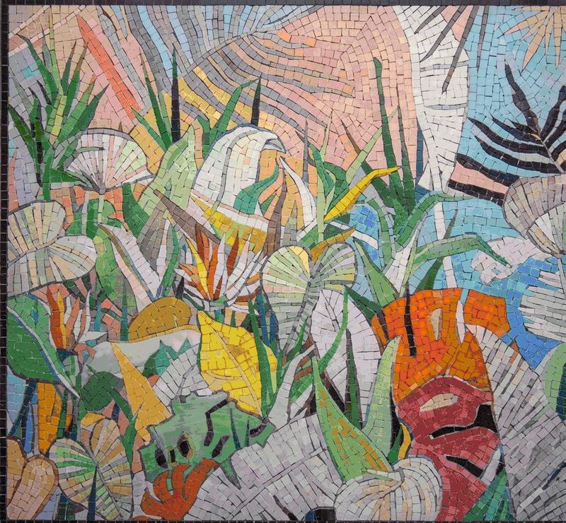 Tropical Foliage Mosaic Art - Vibrant Nature Wall Decor