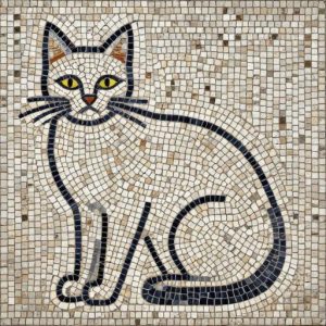 Minimalist Cat Mosaic Art – Opus Tessellatum Style