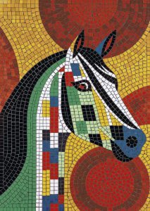 Colorful Mosaic Horse Art – Vibrant Animal Portrait