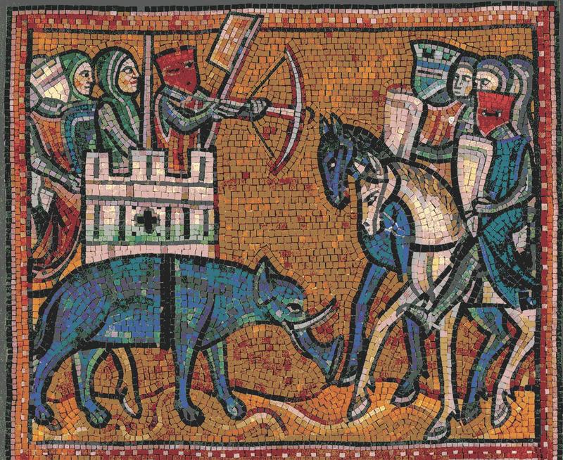 Medieval Siege Mosaic Art - Knights and Boar