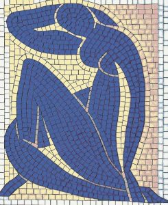 Abstract Blue Figure Mosaic Art – 70×85 cm