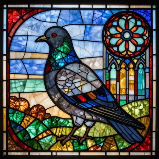 Grey Pigeon Stained Glass Mosaic Art