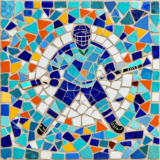 Ice Hockey Player Trencadís Mosaic Art