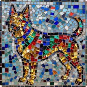 Modern Dachshund Mosaic Art – Opus Incertum Style