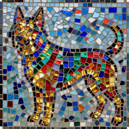 Modern Dachshund Mosaic Art - Opus Incertum Style