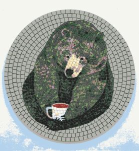 Cozy Bear with Coffee Mosaic Art