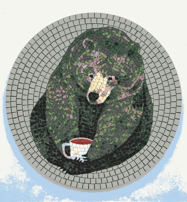 Cozy Bear with Coffee Mosaic Art