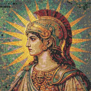 Classical Warrior Mosaic Art – Divine Hero Profile