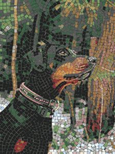 Noble Black Dog Mosaic Art – 60×80 cm