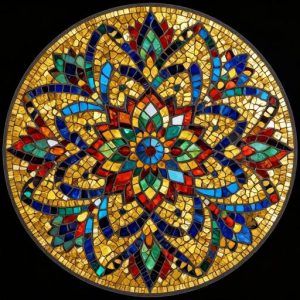 Byzantine Floral Mosaic Tabletop Art