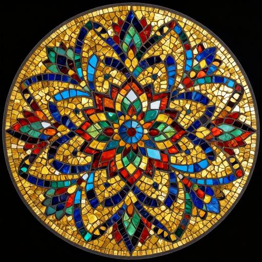 Byzantine Floral Mosaic Tabletop Art